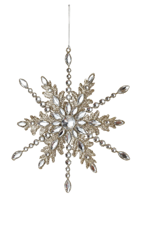 Metal Snowflake Ornament with Acrylic Jewels & Glitter, 2 Styles