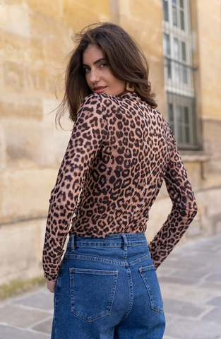 Image of Leopard Mesh Wrap Top one size