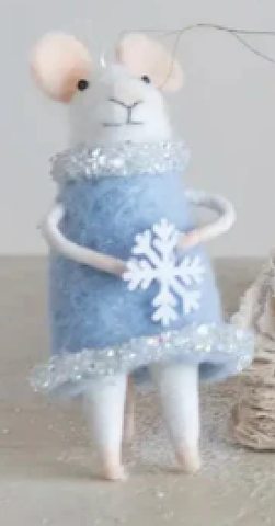 Image of Handmade Wool Felt Mouse in Winter Clothes Ornament, 4 Styles