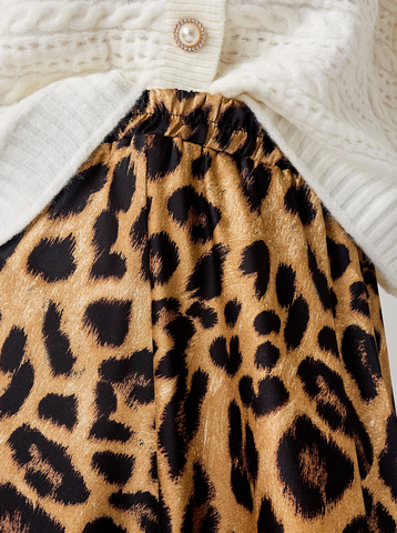 Image of Valentine Camel Leopard Skirt