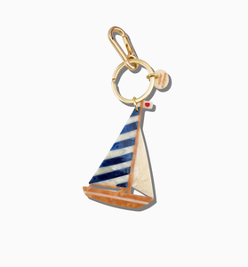 Hand-Painted Sailboat Bag Charm + Keychain | Eco-Friendly
