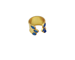 Triple Stone Open Front Ring – Blue Mist Chalcedony