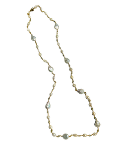 White Pearl & Stone Gold Necklace