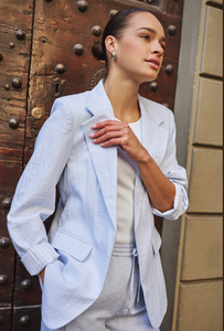 Light Blue Crinkle Fine Blazer