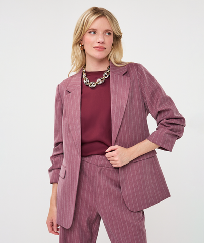 Herringbone Blazer- Merlot