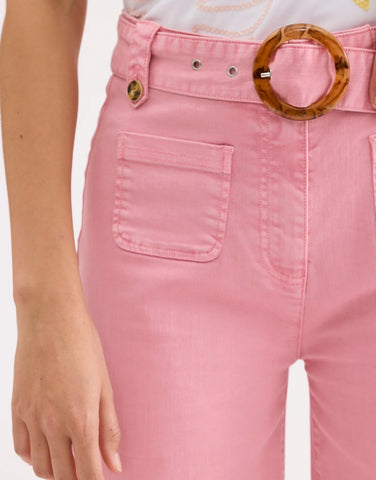 Image of Wide High-Waisted Jeans- Pink