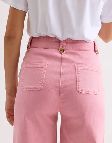 Image of Wide High-Waisted Jeans- Pink
