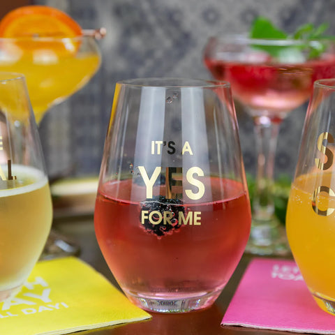 Image of It's A Yes For Me Wine Glass