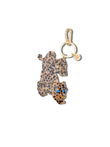 Hand-Painted Leopard Bag Charm + Keychain | Eco-Friendly