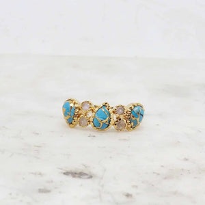 Gold and Blue Adjustable Ring