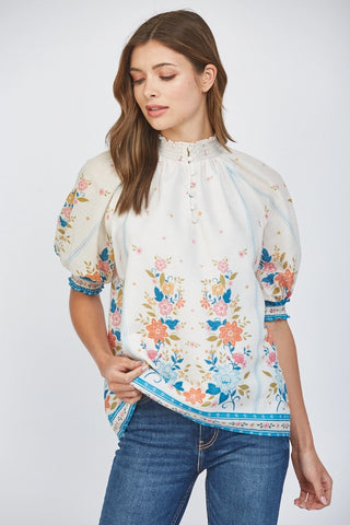 Floral High Neck Blouse