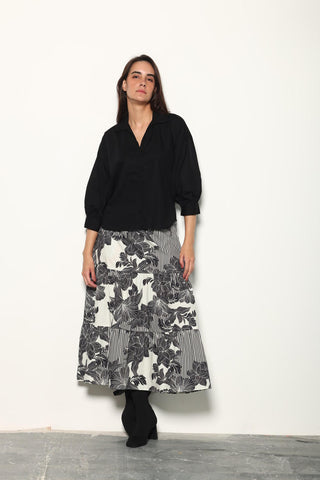 SALE Ada Noir Florals Skirt