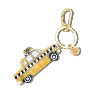 Hand-Painted Taxicab Bag Charm & Keychain | Eco-Friendly