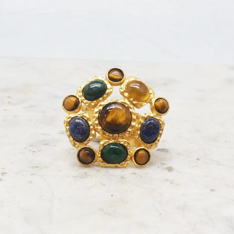 Image of Gold Multi Stone Adjustable Ring