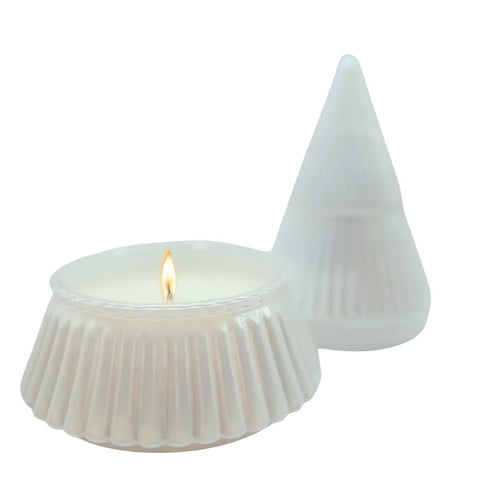 Winter Wonderland White Glass Tree Candle 9oz