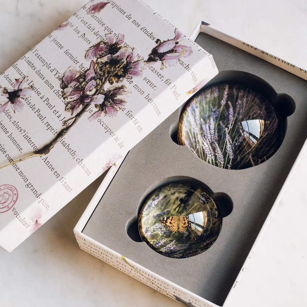 Lavender & Butterfly Paperweight Set