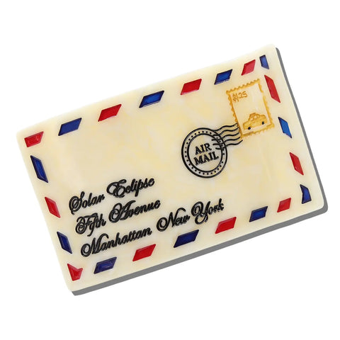 Hand-Painted Airmail Laydown Hair Claw Clip | Eco-Friendly