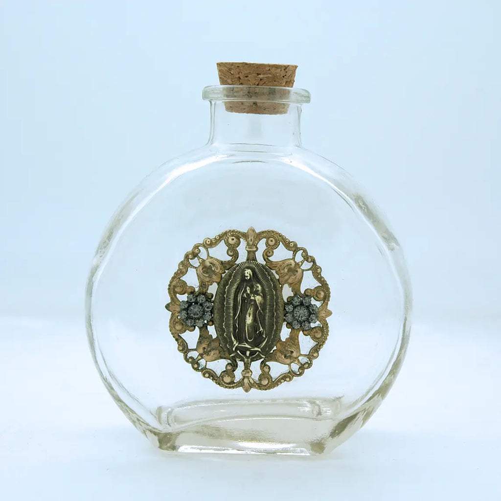 Vintage holy water bottle guad 2 crystals