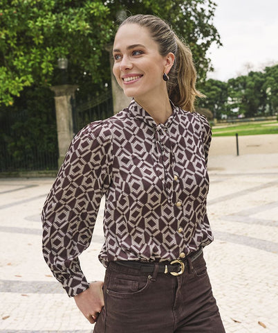 Bow Blouse- Brown