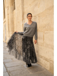Fluffy Wool & Cashmere V-Neck Sweater