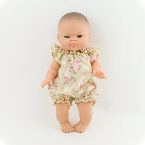 Image of Yellow and Pink Floral Cotton Romper