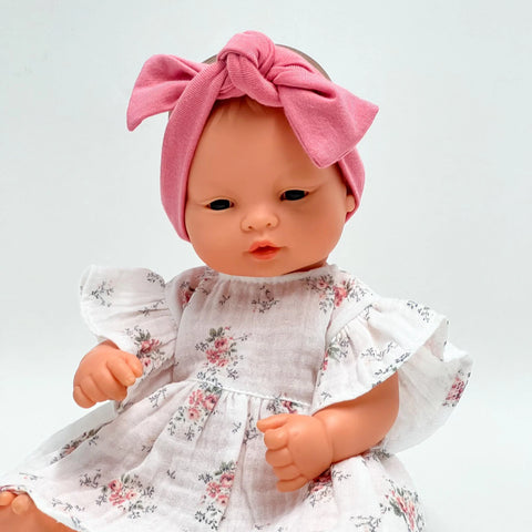 White Muslin Flower Dress WITHOUT Headband (Soft Body)