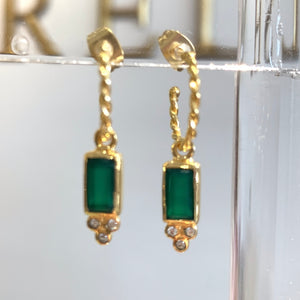 Frida Green Agate Earrings