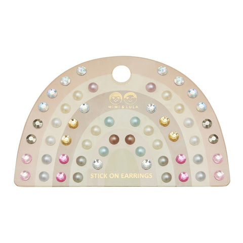 Image of PINK GEM & PEARL STICK ON EARRINGS