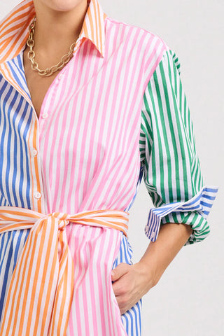The Luna Oversized Long Shirtdress - Bright Combo