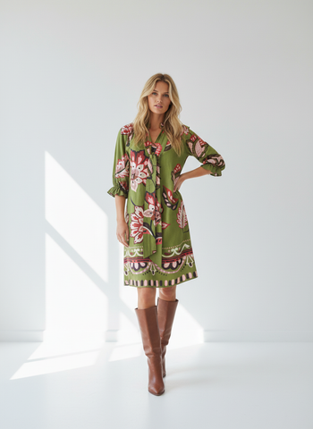 Morgan Olive Florals Dress