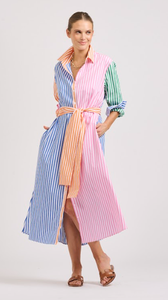 The Luna Oversized Long Shirtdress - Bright Combo