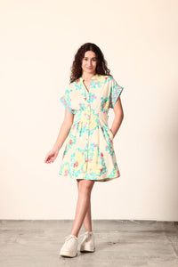 Yana Aqua Scroll Dress