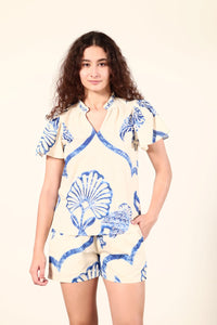 Iris Blue Fresco Blouse