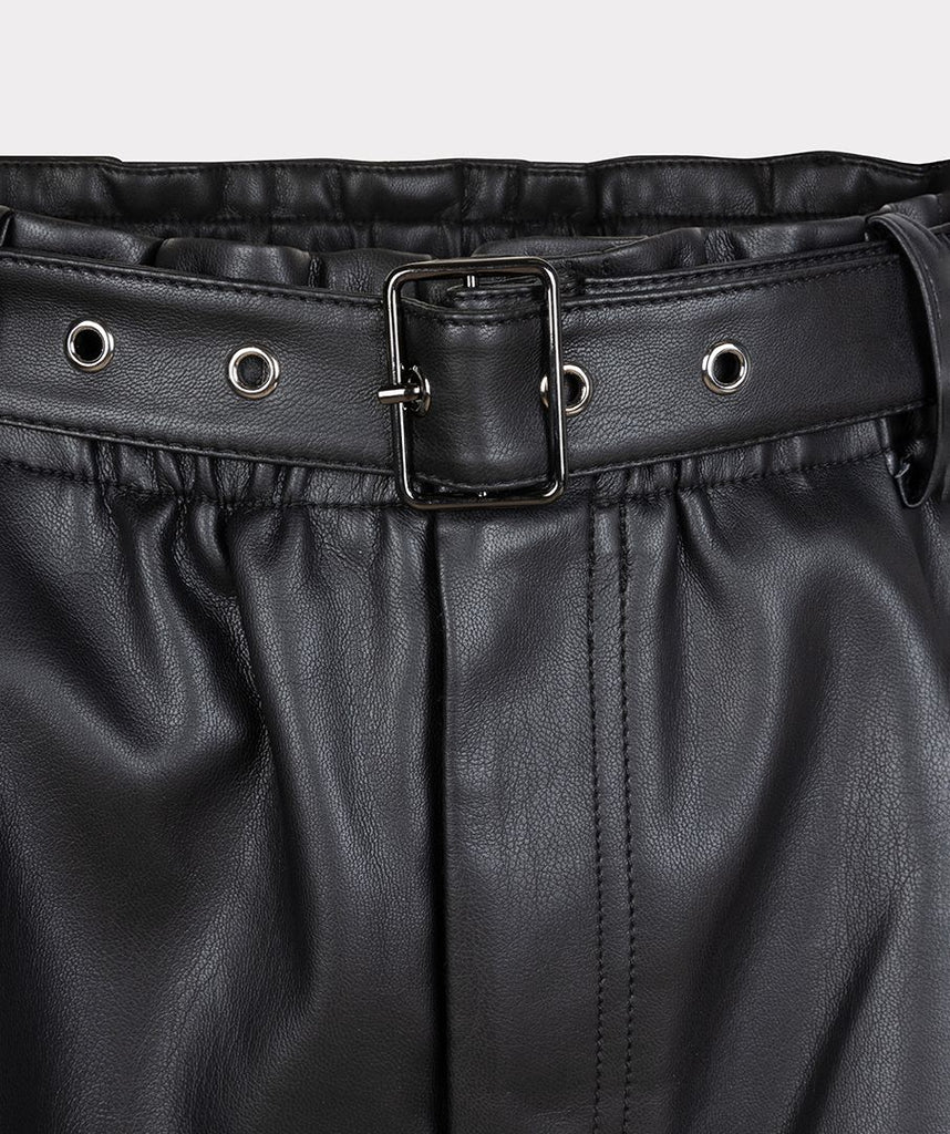Faux Leather Black Shorts