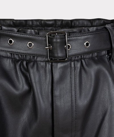 Image of Faux Leather Black Shorts