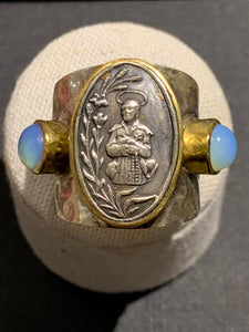 Antique Religious Metal Ring -