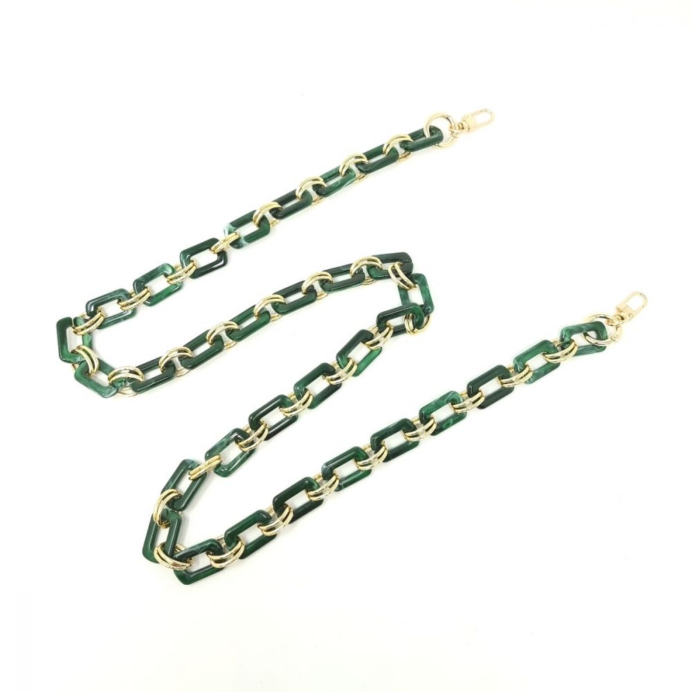 Cell Phone Chain - Green Square and Gold