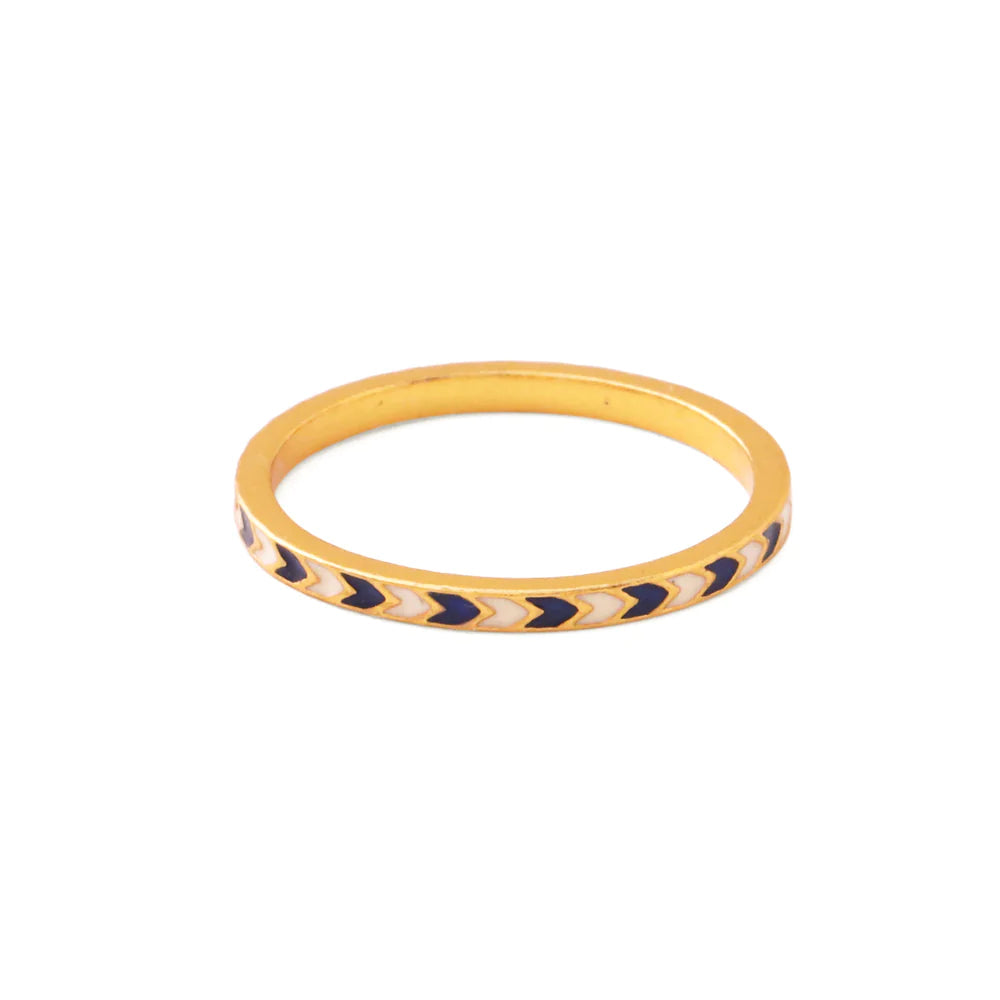 Stack Ring Chevron - blue and ivory (s7)