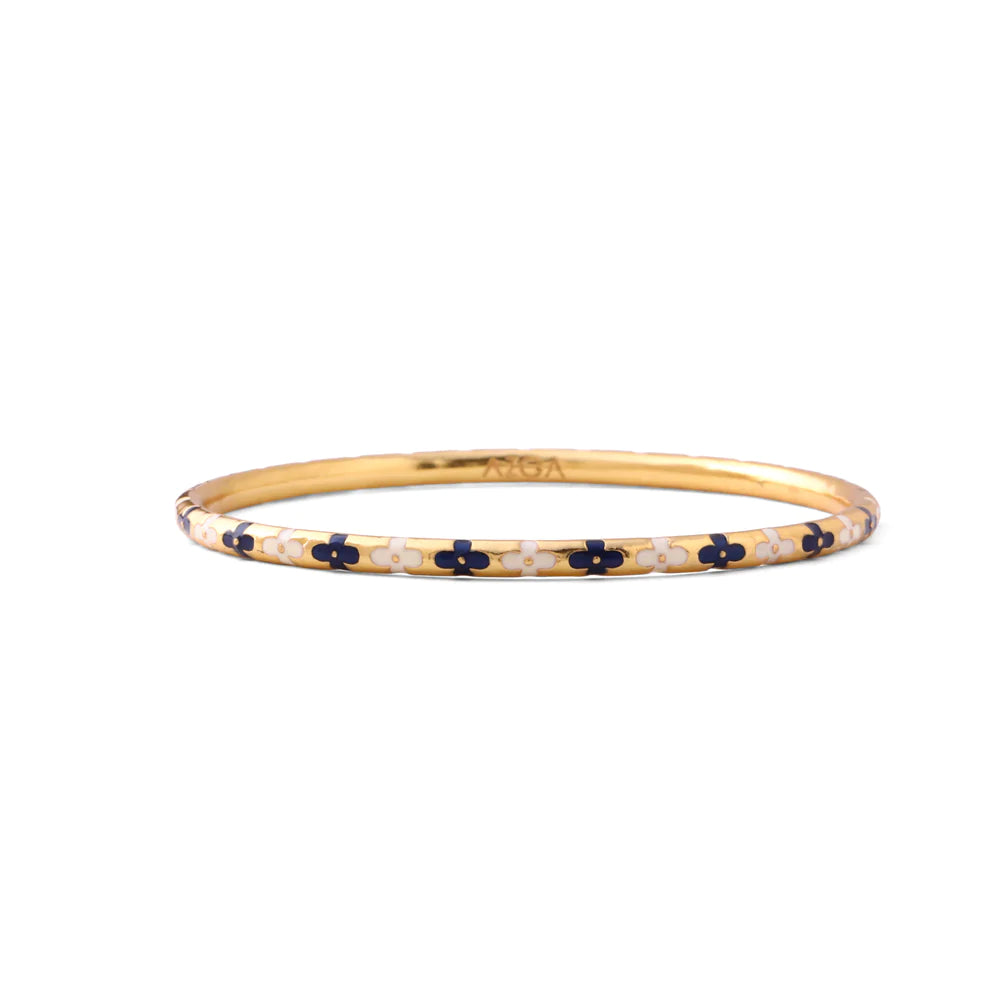 Bangle Flower - blue and ivory (s8)