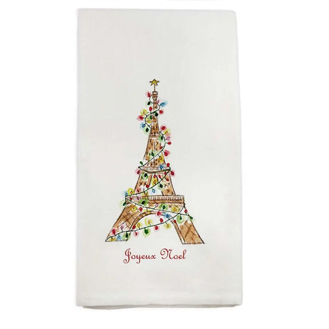 Eiffel with Christmas Lights Dish Towel
