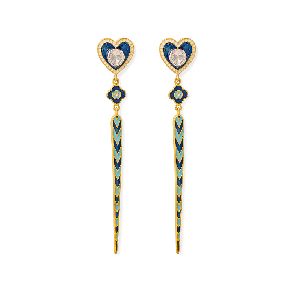 Heart Tila Earring - blue & turqouise