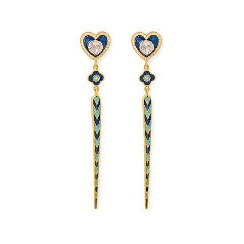 Image of Heart Tila Earring - blue & turqouise