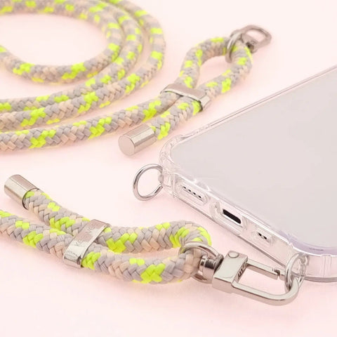 Image of Neon snap mobile phone chain silver