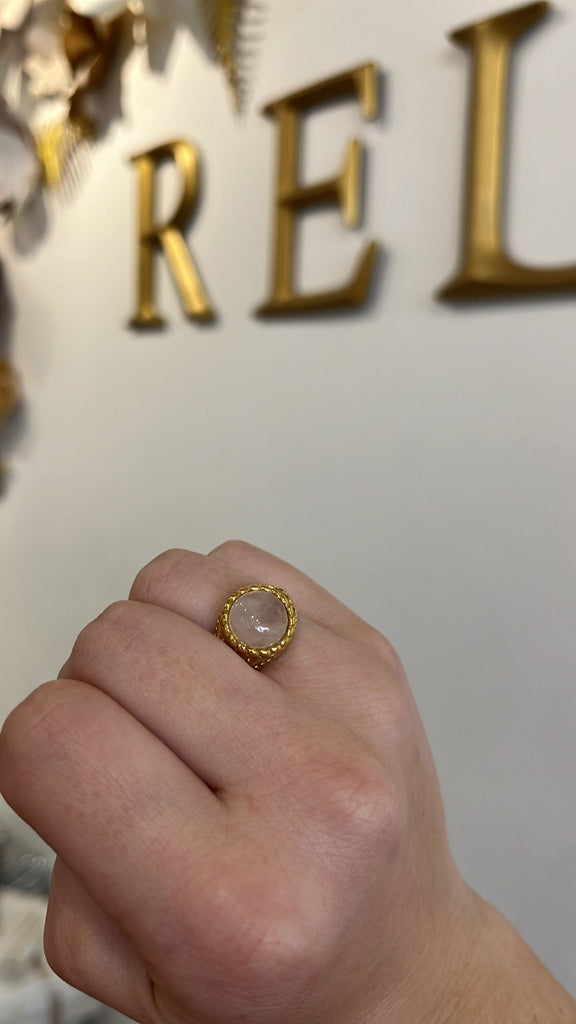Rose Quartz Gold Ring