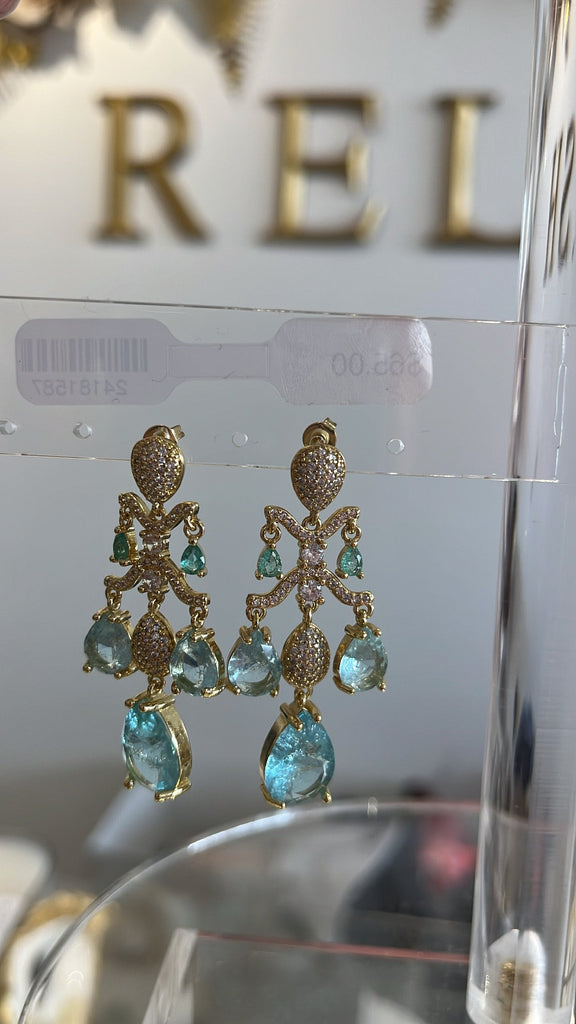 Aqua Chandelier Earrings