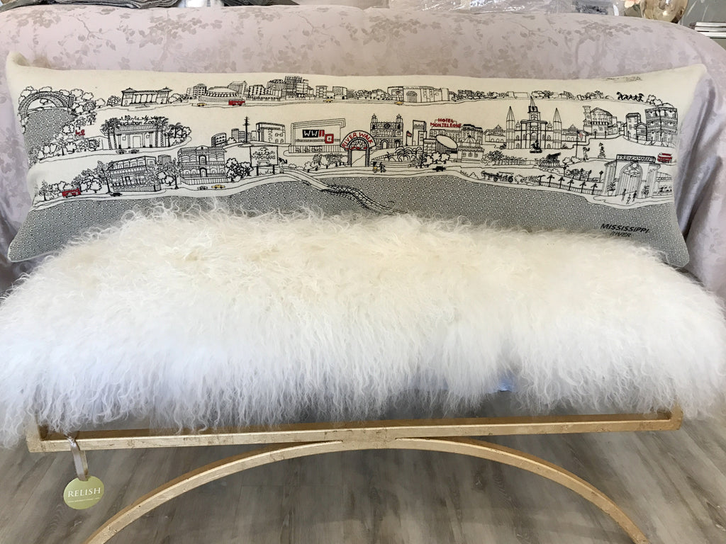 New Orleans Embroidered Skyline Cushion Day Time - King - Relish New Orleans 