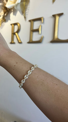 Image of Gold/Clear oval closed link bracelet