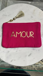 "love" pouch with pompom