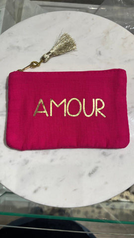 Image of "love" pouch with pompom