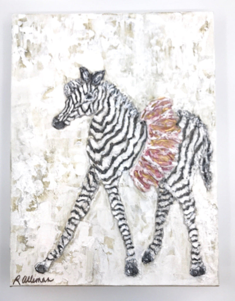 Zebra Pink  9x12 Hand Painted Artwork